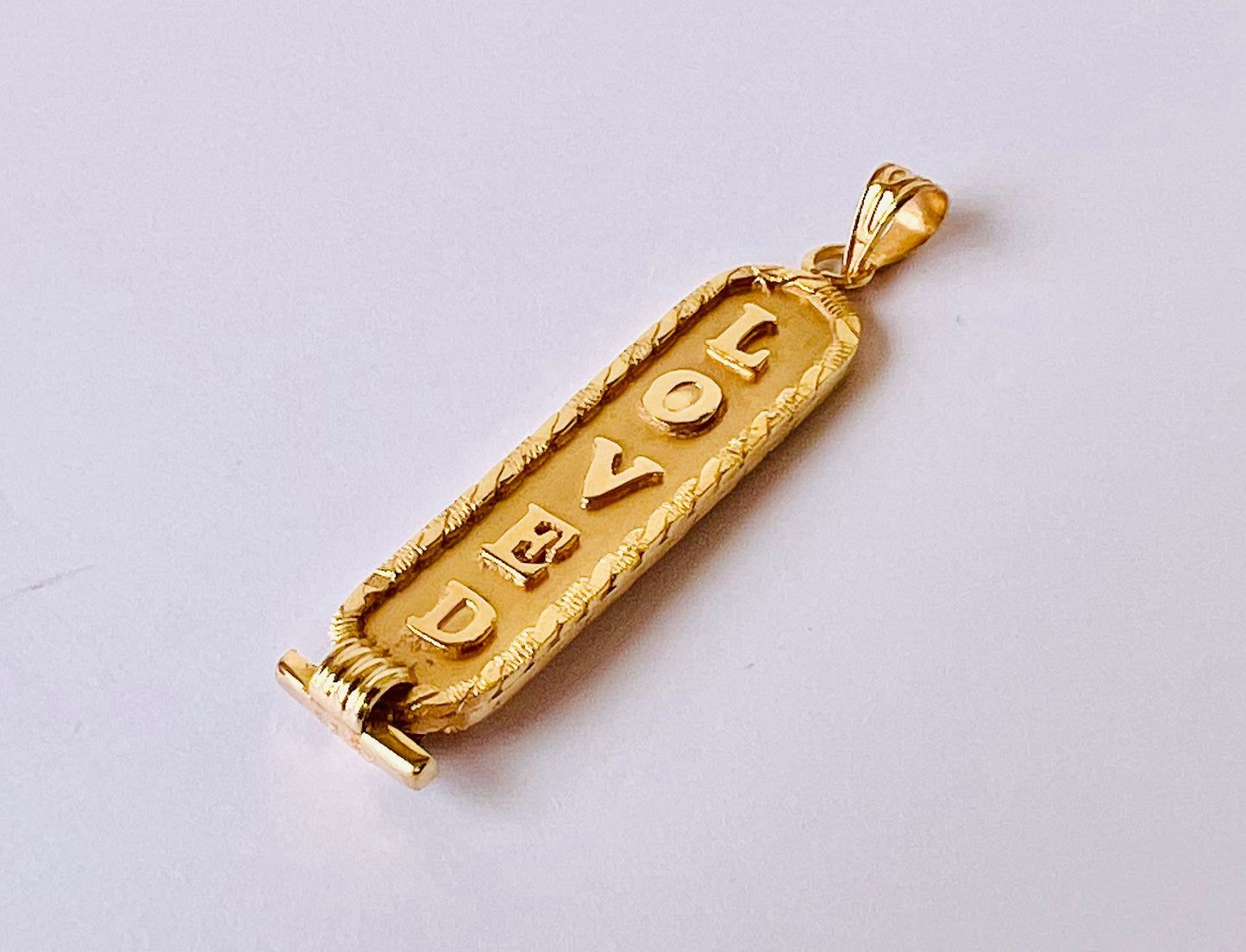 Personalized Gold Plated Silver Cartouche Pendant Your Name Converted into Ancient Egyptian Hieroglyphic language, Gold Cartouche Jewelry.