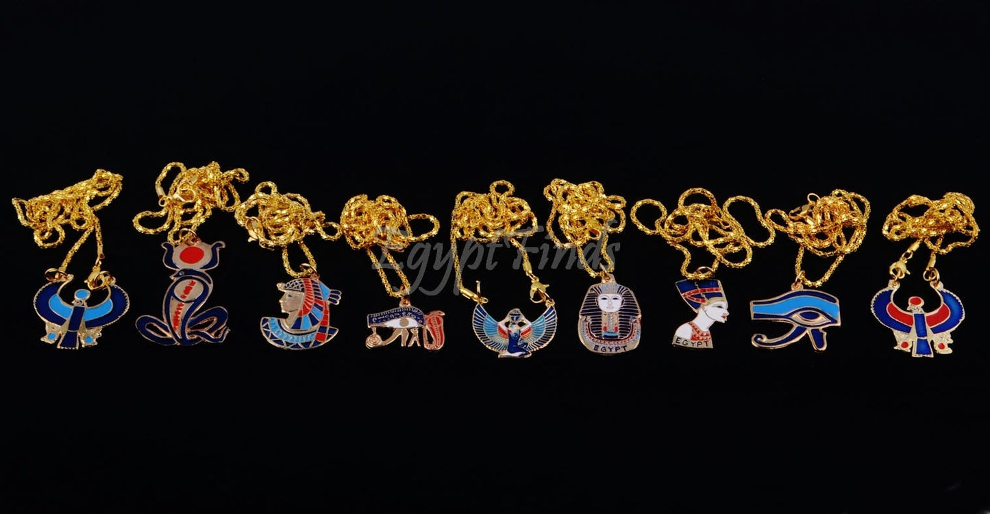 Lot 9 Egyptian Tut Eye Of horus Nefertiti Isis Cleopatra Cobra & Horus Necklaces tutankhamun necklace Cleopatra Necklace Nefertiti Necklace