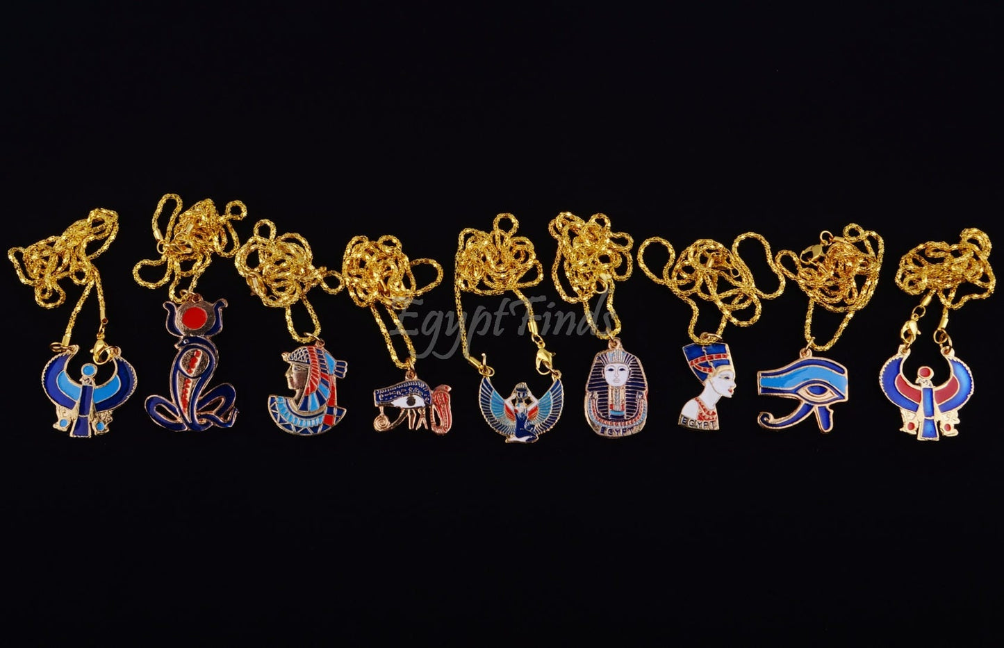 Lot 9 Egyptian Tut Eye Of horus Nefertiti Isis Cleopatra Cobra & Horus Necklaces tutankhamun necklace Cleopatra Necklace Nefertiti Necklace