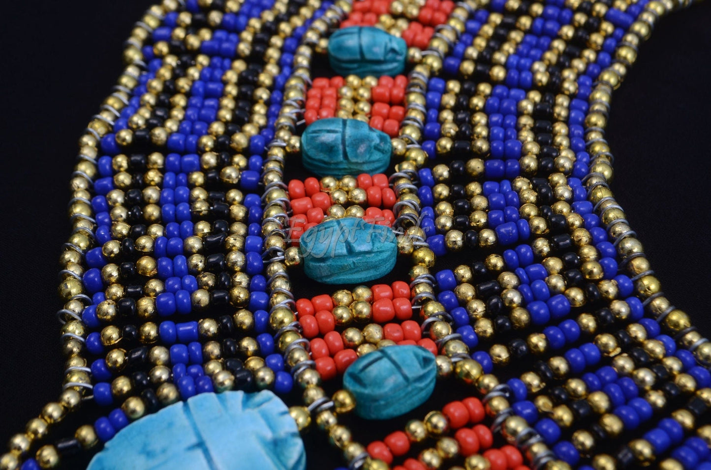 Huge Egyptian Hand Made Beaded Cleopatra 22 Scarabs Necklace Collar scarab Collar Egyptian Jewelry beaded Collar Khepri Necklace Khepri