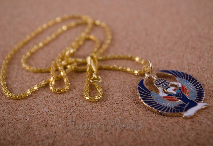 Egyptian Solid Brass Cobra Wadjet Enamelled Necklace