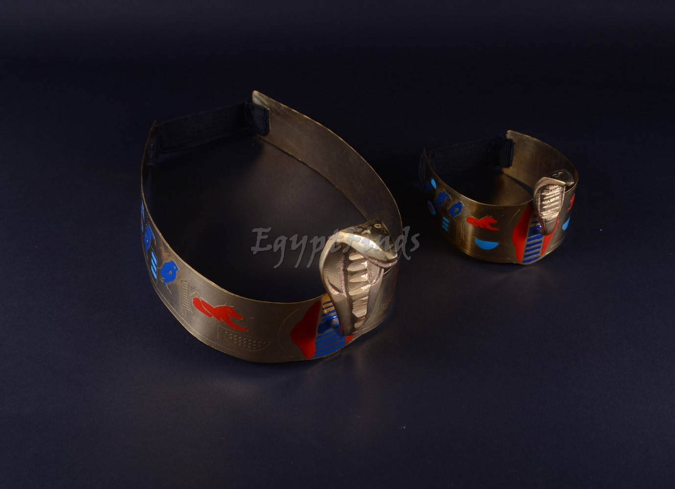 Egyptian Brass Cobra Crown Headband & Armband Halloween Costume