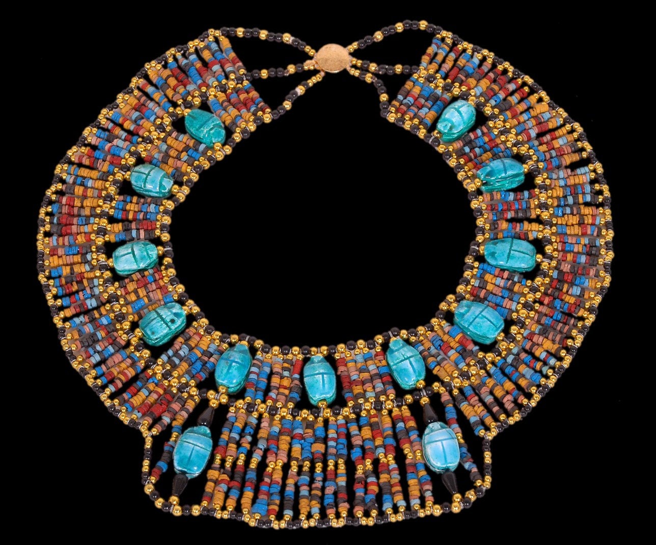 Beautiful Egyptian Hand Made 13 Scarabs Mummy bead Cleopatra Collar Necklace scarab Collar Egyptian Jewelry beaded Collar Khepri Necklace