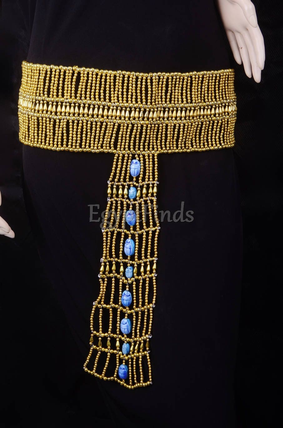 Beautiful Egyptian Golden Scarab beaded Cleopatra Belt