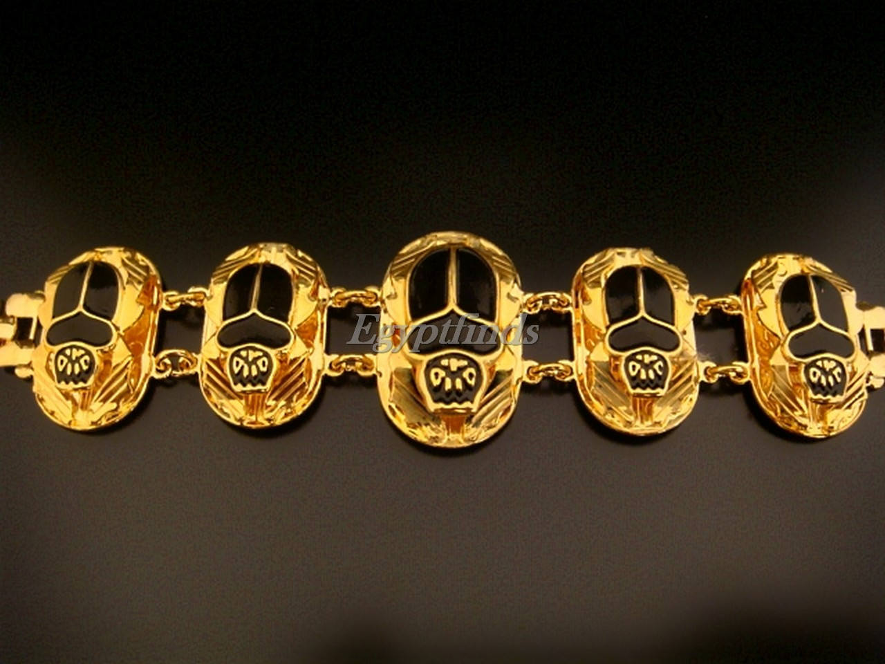 Egyptian 24k Gold Plated Black Enamel Scarabs Bracelet With Hieroglyphics Scarab Jewelry Scarab beetle Bracelet Khepri Bracelet