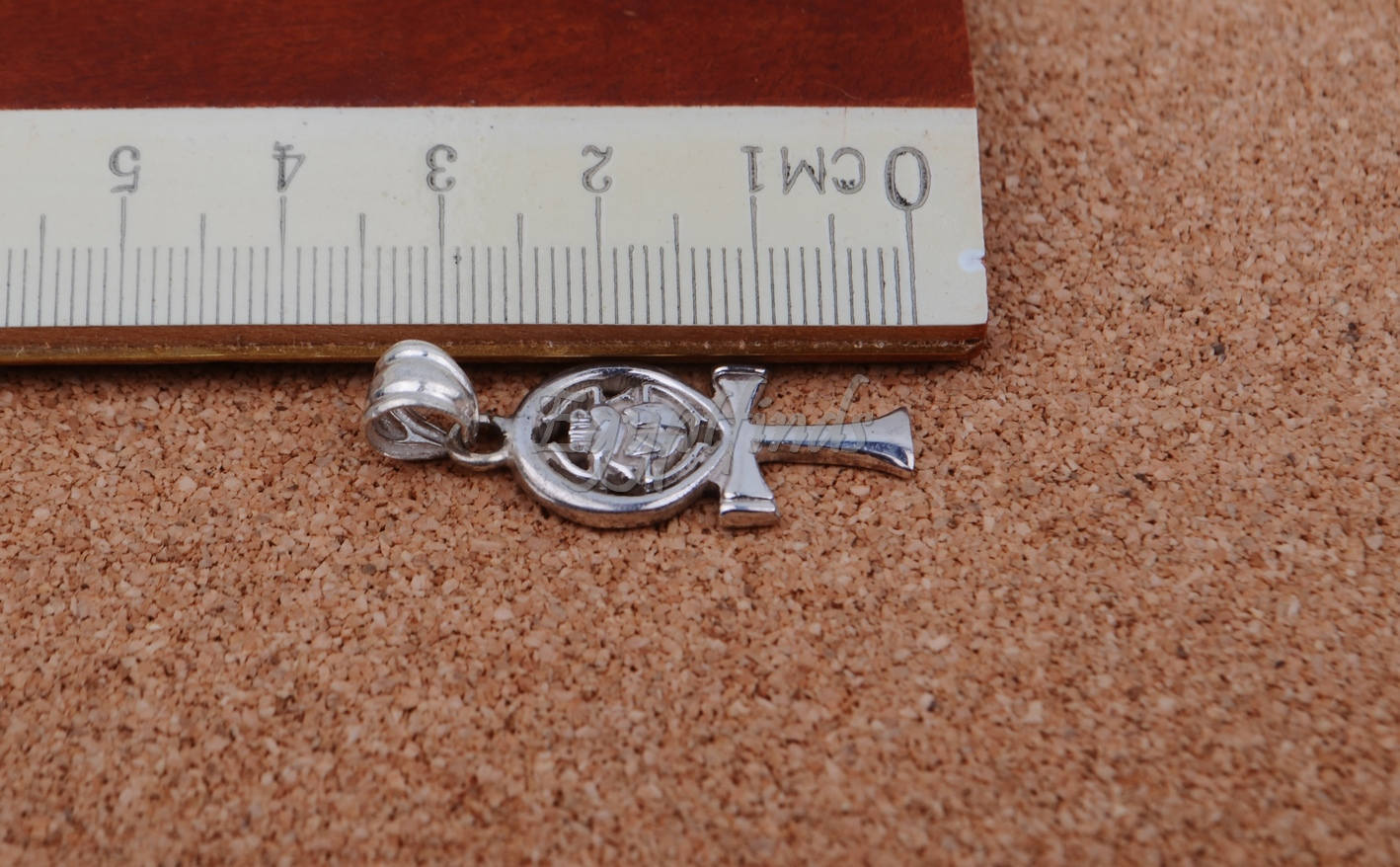 Shiny Egyptian Solid Sterling Silver Hallmarked Life Key Ankh Key Of Life With Scarab Pendant Charm Egyptian jewelry