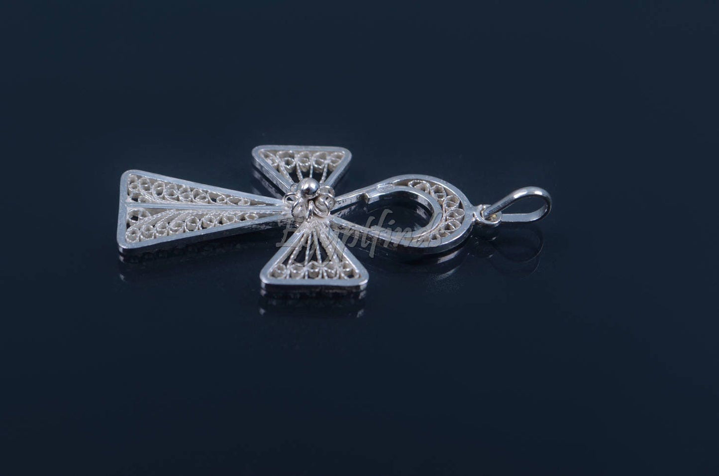 Shiny Large Egyptian Filigree Solid Sterling Silver Life Key Ankh Pendant US EXPRESS SHipping