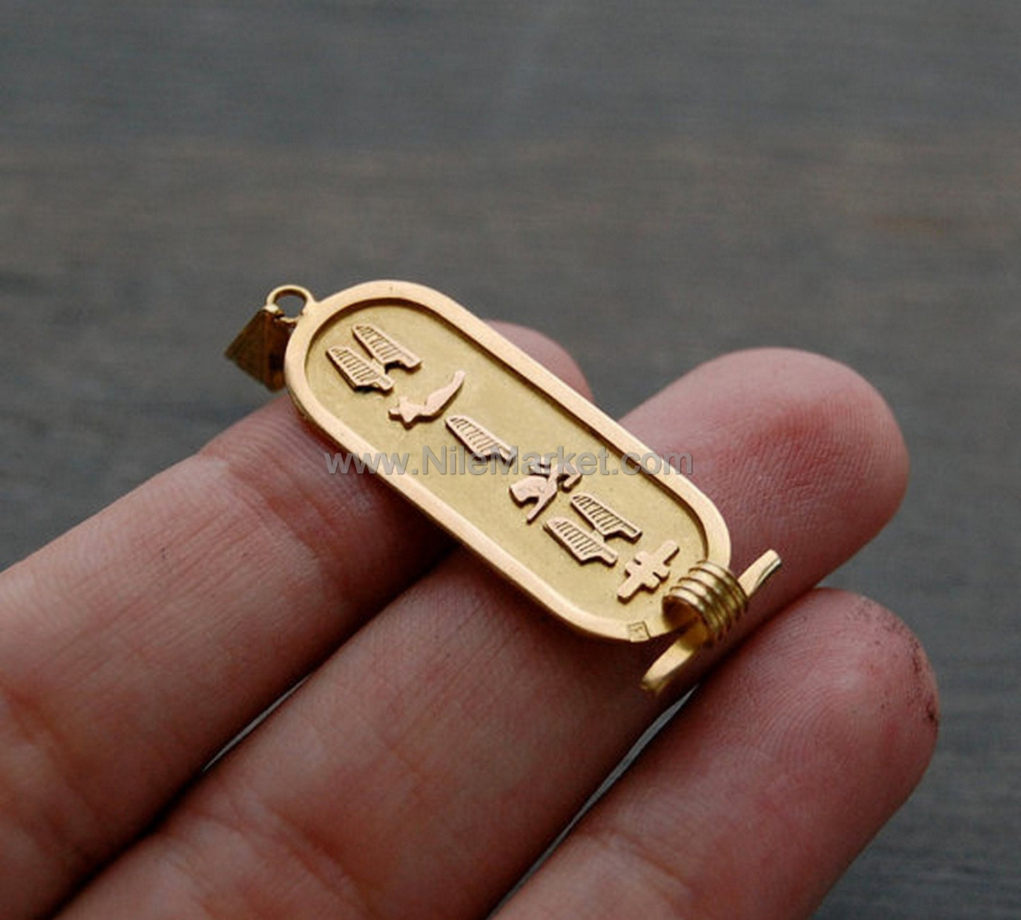 Egyptian 18k Solid Gold Personalized Customized Solid 18K Gold Cartouche WORLD WIDE Express Shipping Up to (4 Characters)