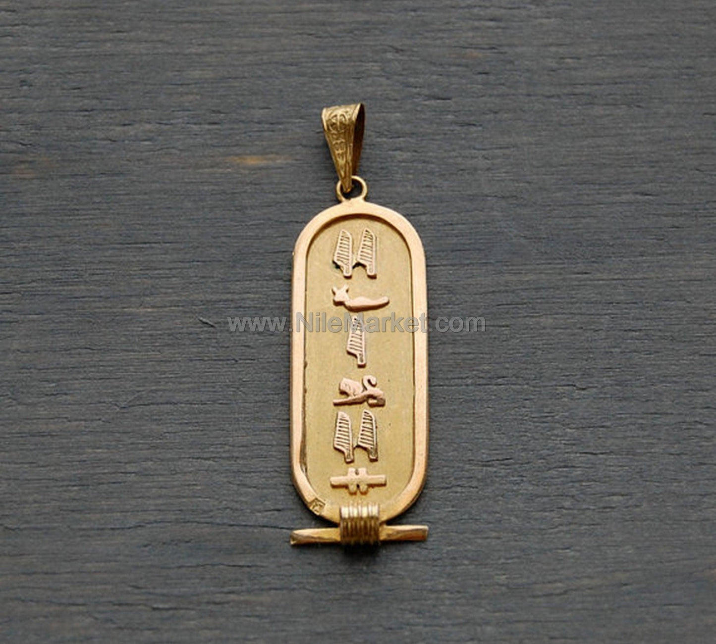Egyptian 18k Solid Gold Personalized Customized Solid 18K Gold Cartouche WORLD WIDE Express Shipping Up to (4 Characters)