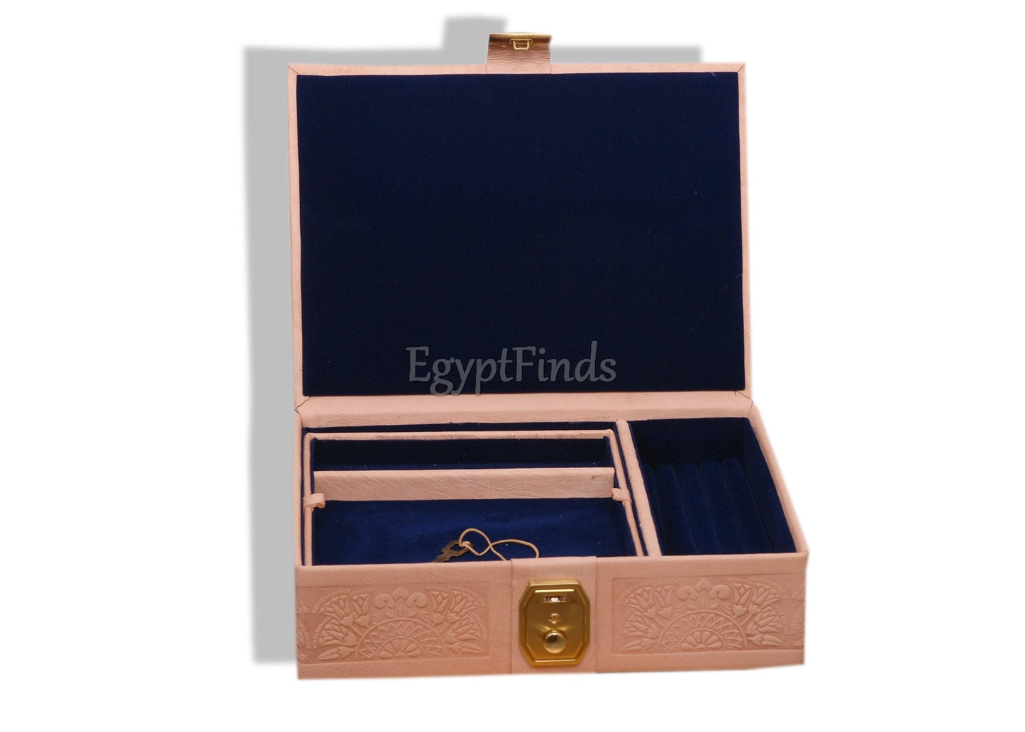 Huge Egyptian Genuine Leather Jewelry Box Horus Offering
