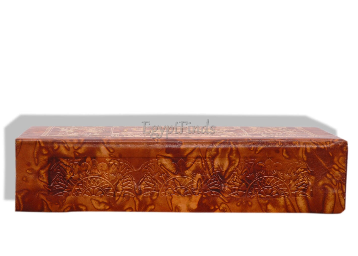 Large Amazing Egyptian leather jewelry box Throned King Tut