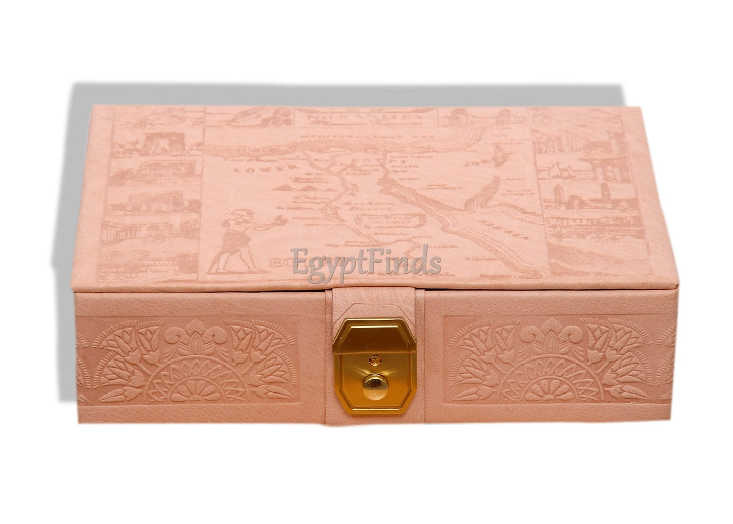 Huge Egyptian Genuine Leather Jewelry Box Horus Offering