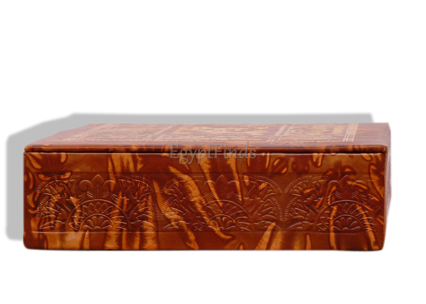 Large Amazing Egyptian leather jewelry box Throned King Tut