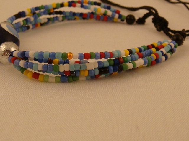 Egyptian Colorful Beaded Tribal Celtic Evil Eye Bracelet