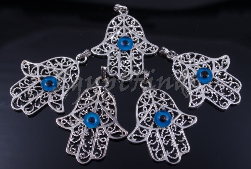 lot of 5 Egyptian Tribal Spiritual Evil Eye And Hamsa Charm