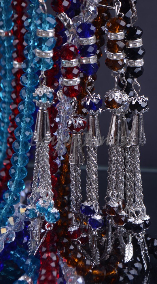 Lot Of 6 Islamic Salah Crystal Prayer Beads 99 Misbaha Tasbih Sibha Masbaha