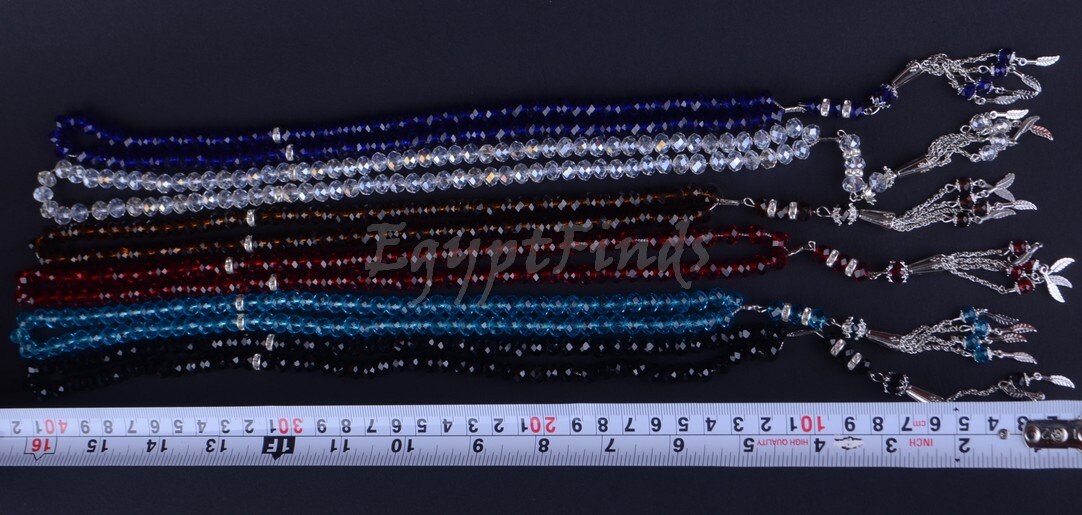 Lot Of 6 Islamic Salah Crystal Prayer Beads 99 Misbaha Tasbih Sibha Masbaha