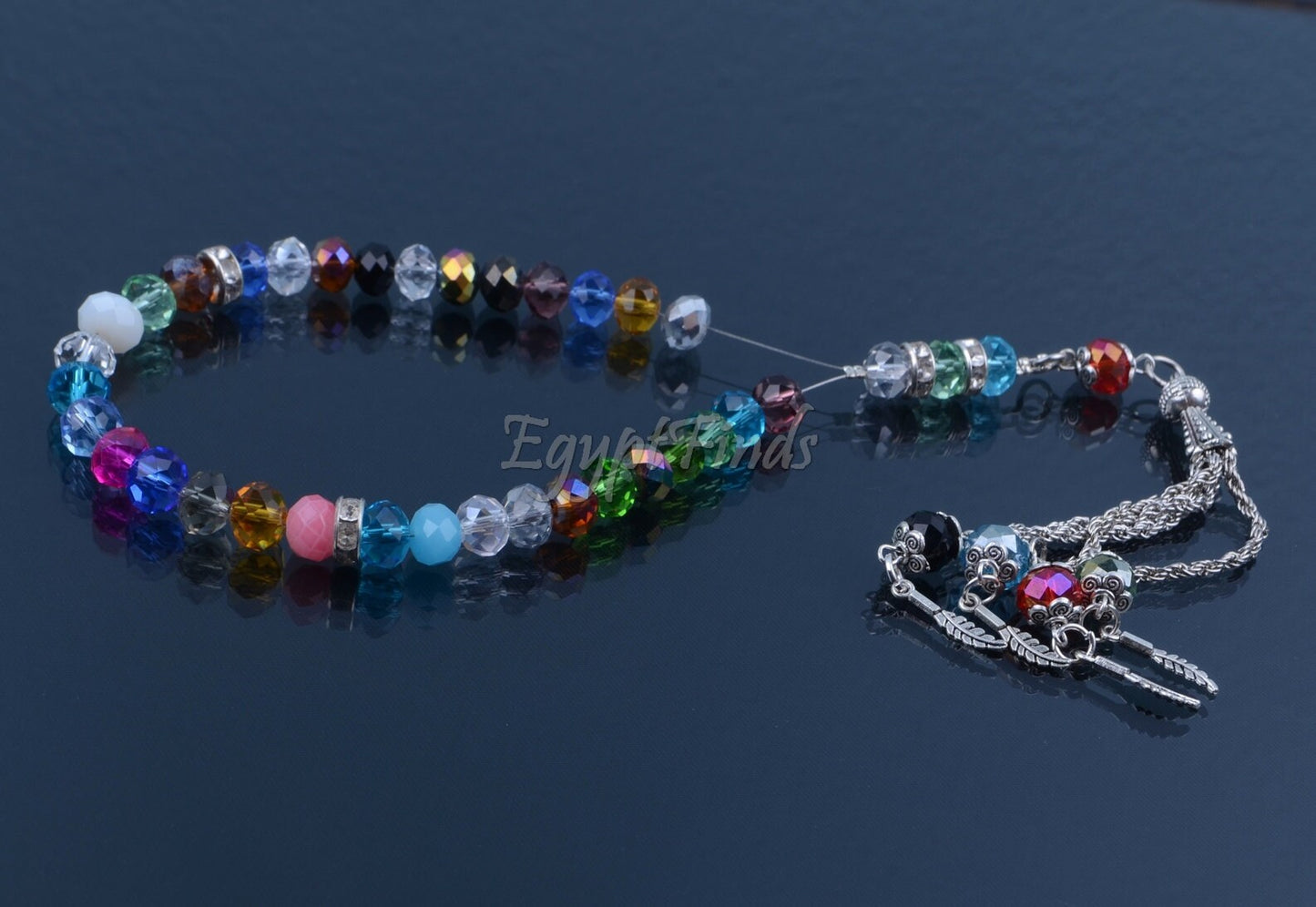 Islamic Salah MultiColored Crystal Prayer Beads 33 Misbaha Tasbih Sibha Masbaha