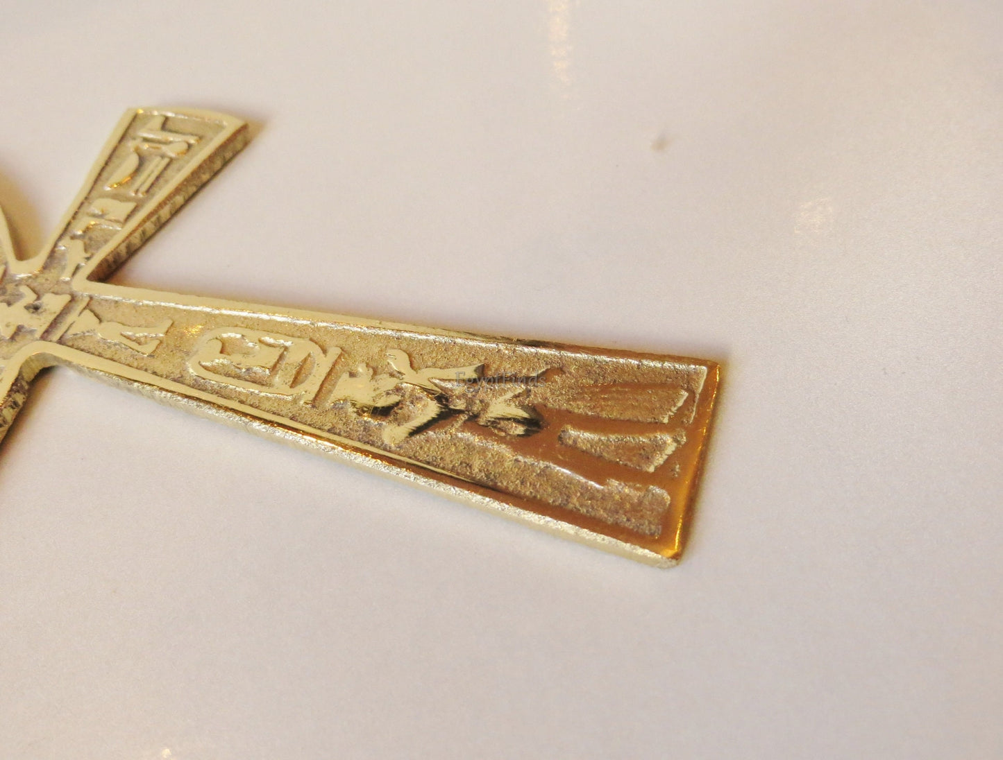 XLRG Egyptian Solid Brass Ankh Life key 7.8" Engraved Hieroglyphics Wall Hanging