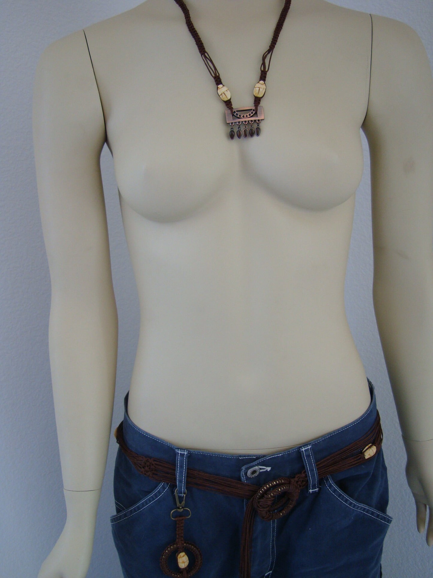 Egyptian Boho Scarab Hippie Belt And Necklace Set Gypsy Set - Egyptian Jewelry