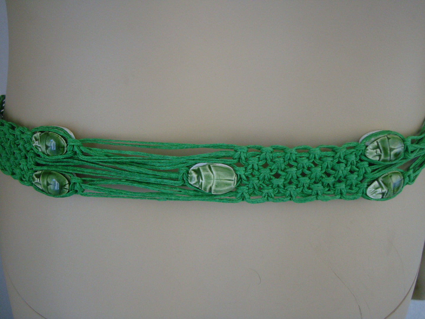 Egyptian Boho Scarabs Green Hippie Belt And Necklace Set Gypsy Set