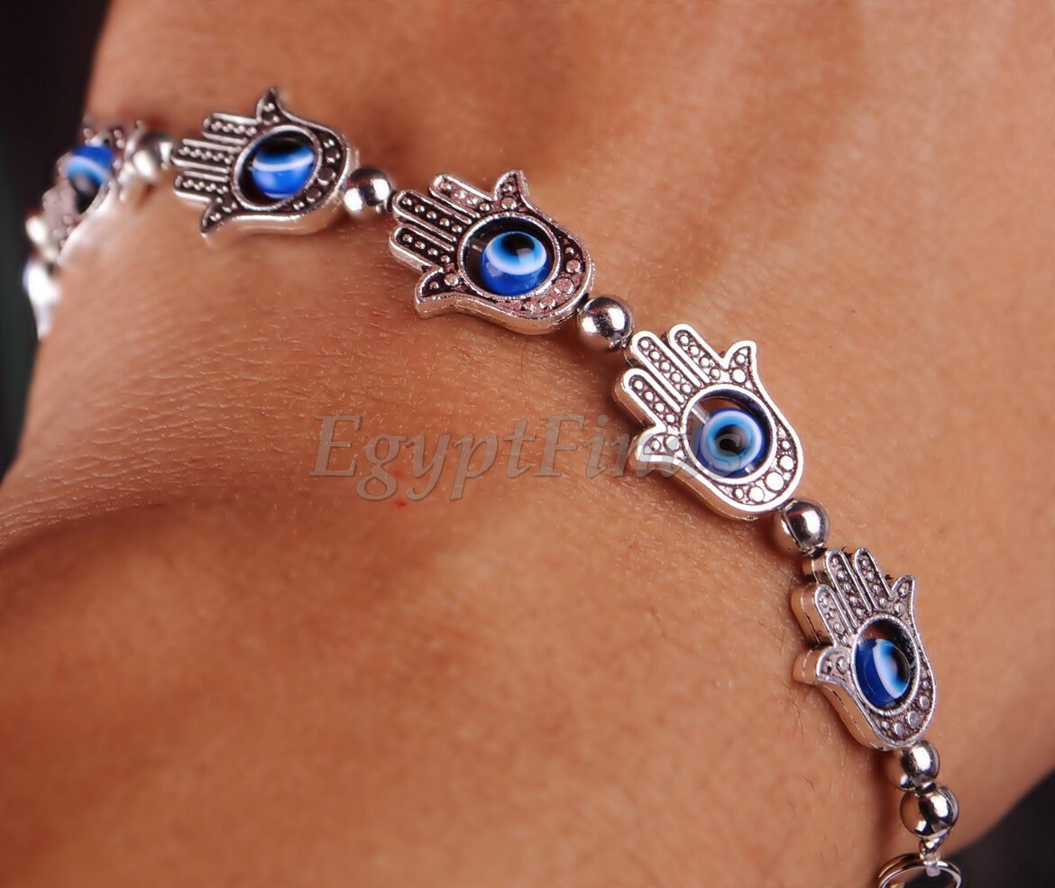 Egyptian Tribal Spiritual Evil Eye And Hamsa Charm Bracelet