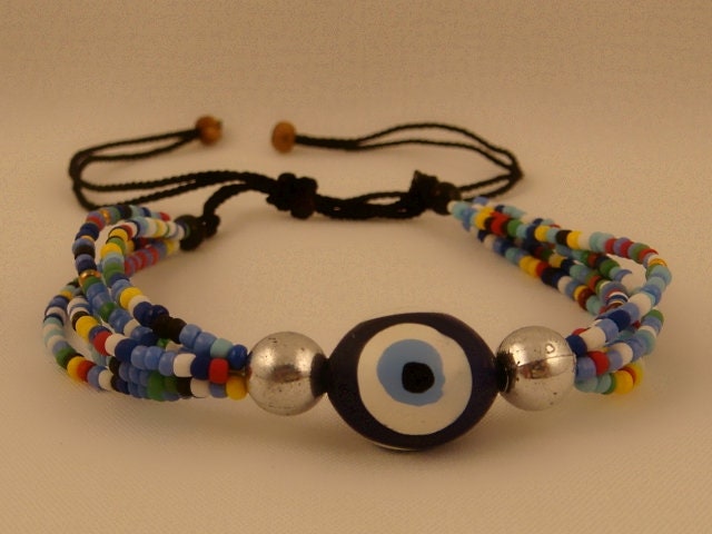 Egyptian Colorful Beaded Tribal Celtic Evil Eye Bracelet