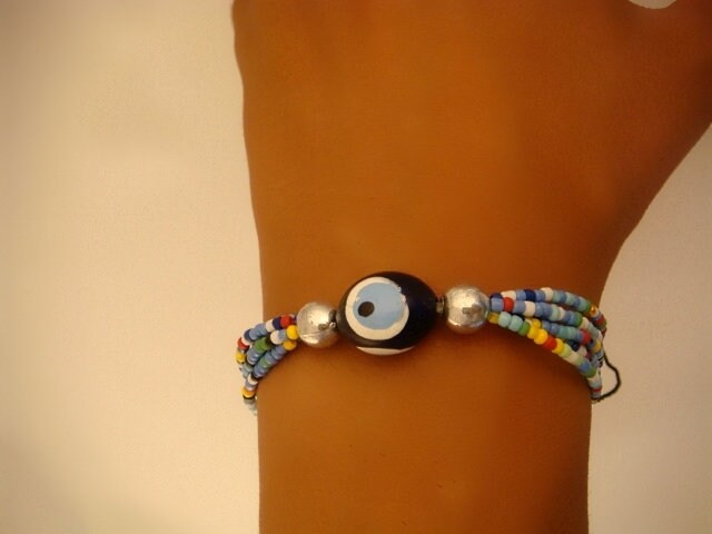 Egyptian Colorful Beaded Tribal Celtic Evil Eye Bracelet