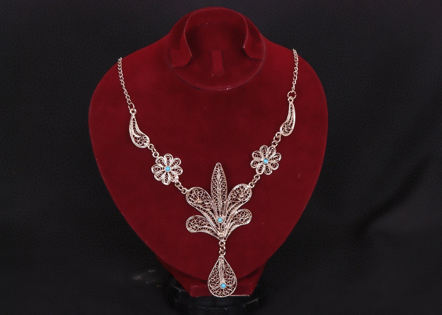 Egyptian Jewelry Flower Filigree Necklace and Earrings Set