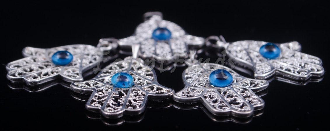 lot of 5 Egyptian Tribal Spiritual Evil Eye And Hamsa Charm