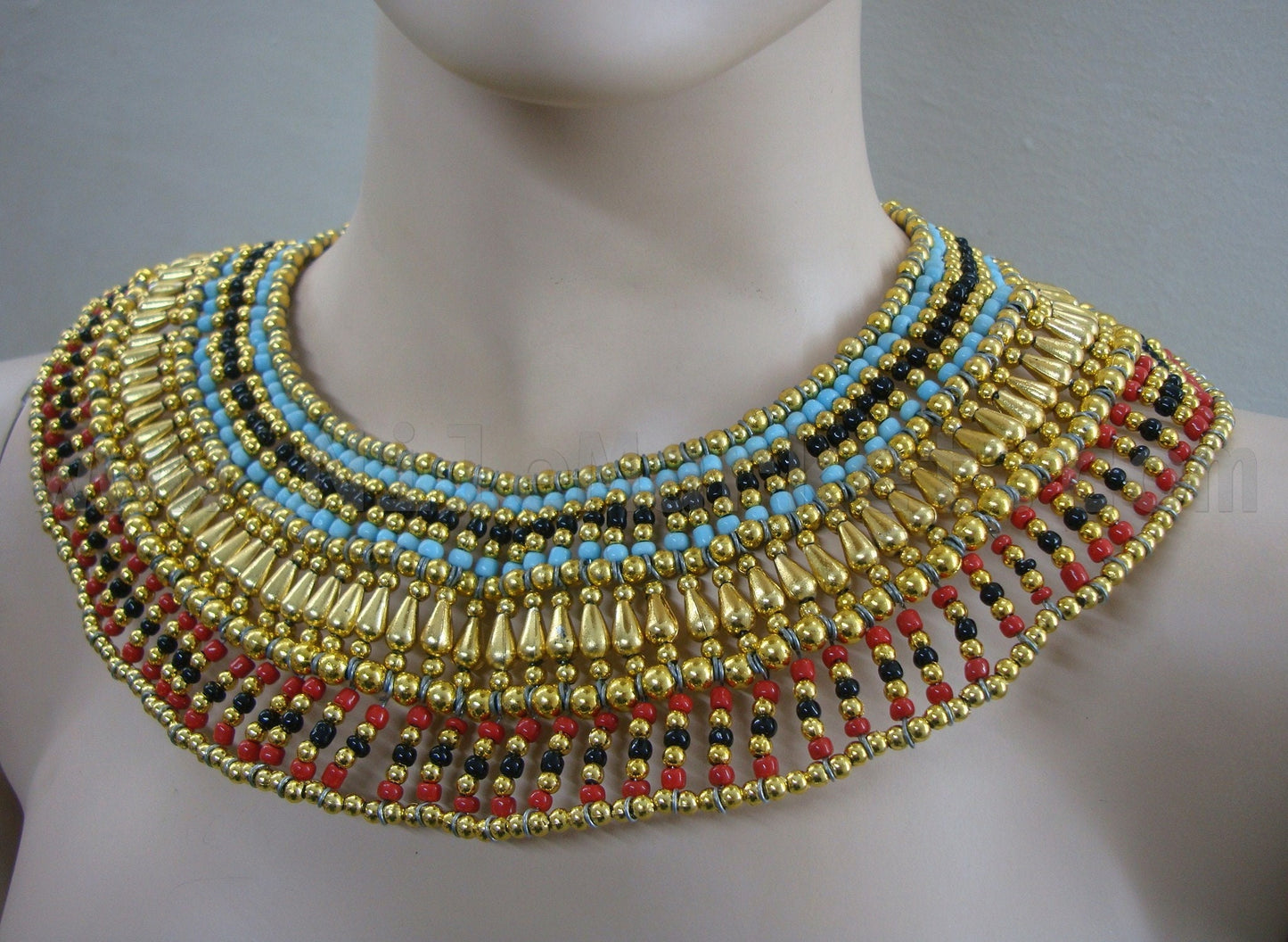 Dazzling Egyptian Red & Blue Sky Cleopatra Necklace