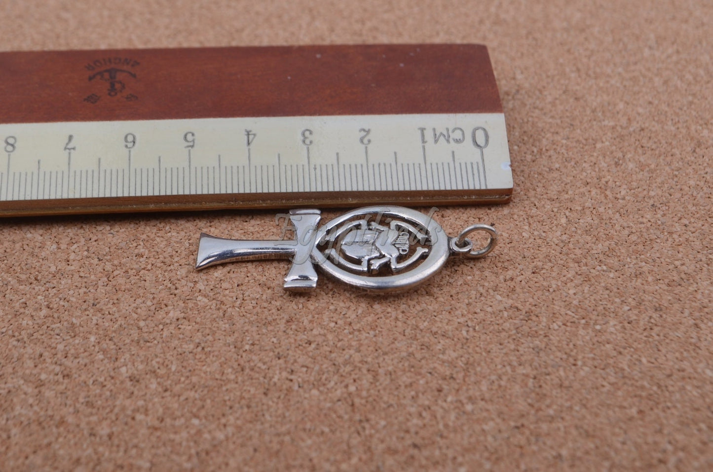 Egyptian Solid Silver Hallmarked Key Of Life Ankh Life Key Cross With Scarab Pendant Charm