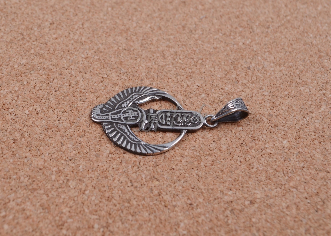 Large Egyptian Sterling Silver Winged Cobra With King Tutankhamun Cartouche