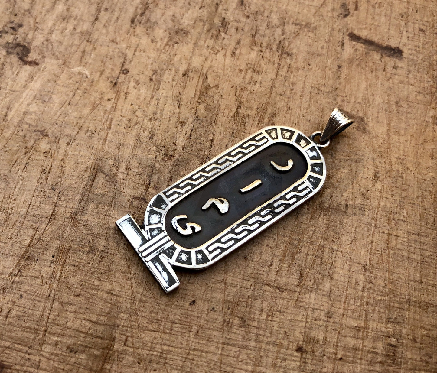 Double Sided Egyptian Framed Personalized Sterling Silver Cartouche Charm , WORLD WIDE Express Shipping