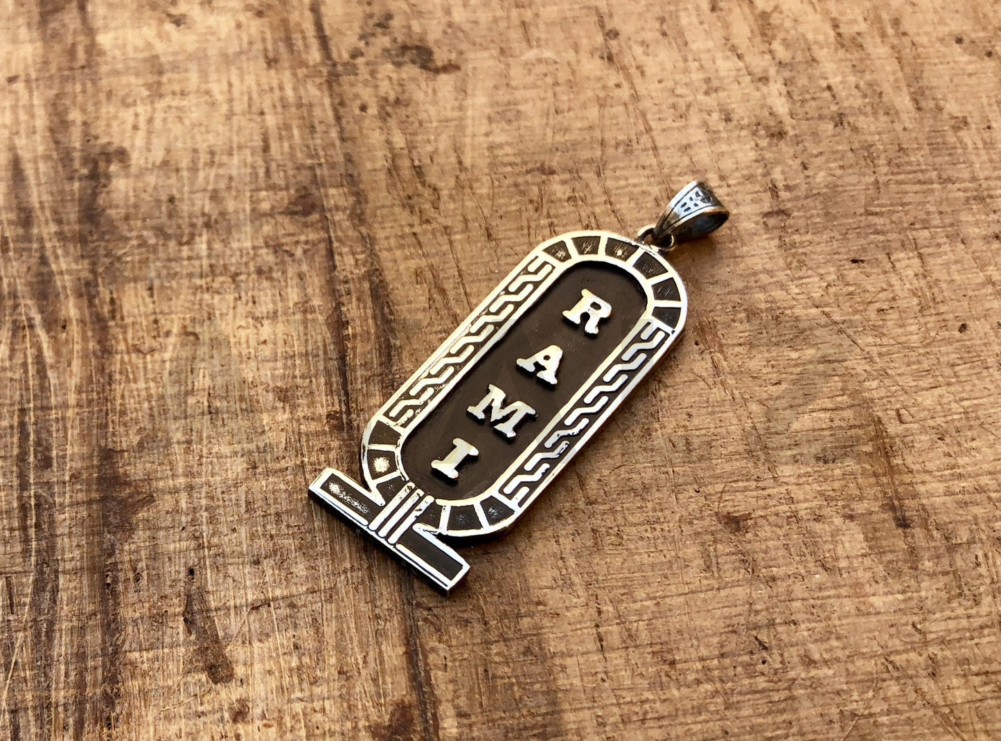 Double Sided Egyptian Framed Personalized Sterling Silver Cartouche Charm , WORLD WIDE Express Shipping