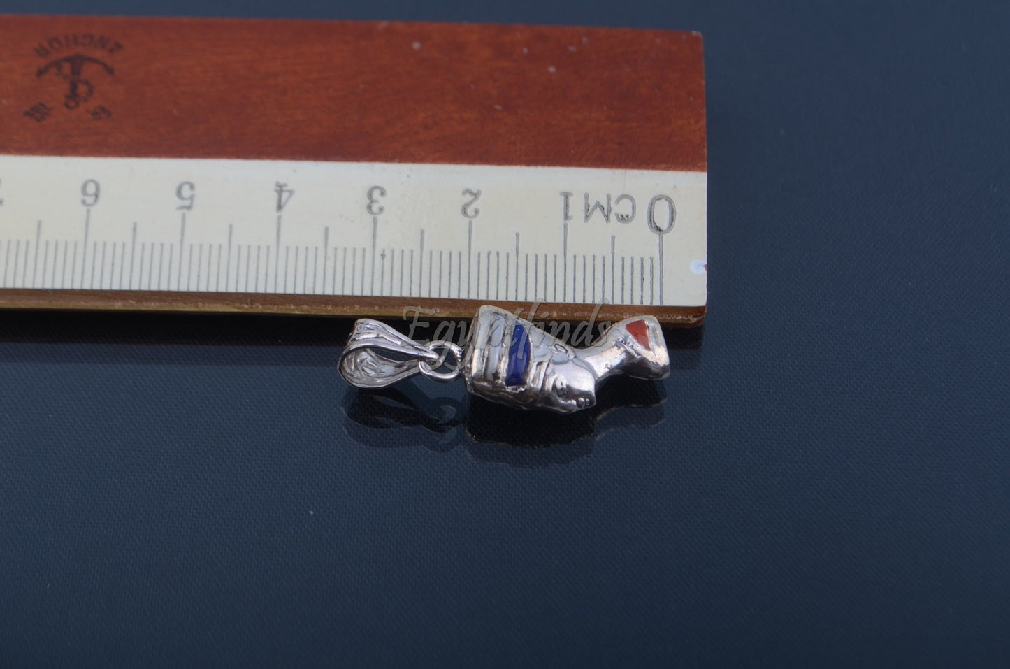 Solid Silver Egyptian Handmade Queen Nefertiti Inlaid Charm Pendant