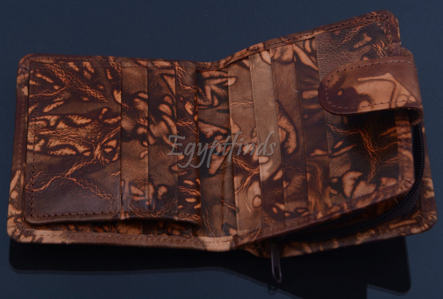 Unique Egyptian Hand Made Genuine Leather King tut Tutankhamun Unisex Wallet