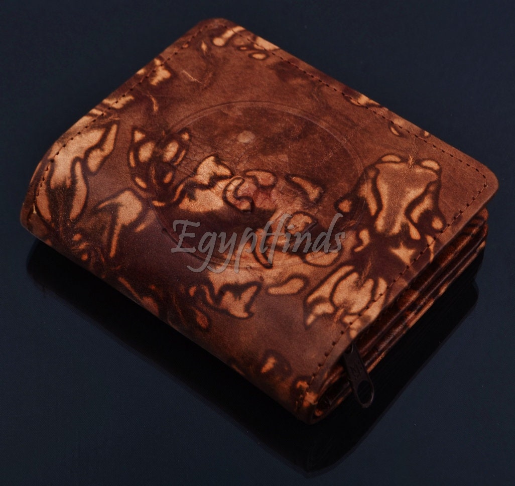 Unique Egyptian Hand Made Genuine Leather King tut Tutankhamun Unisex Wallet