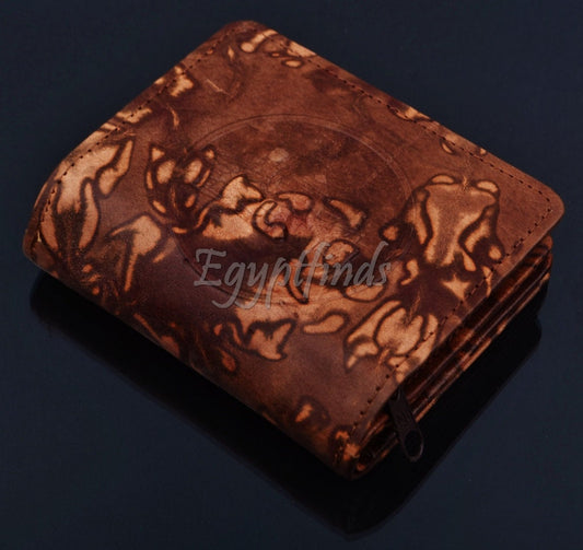 Unique Egyptian Hand Made Genuine Leather King tut Tutankhamun Unisex Wallet