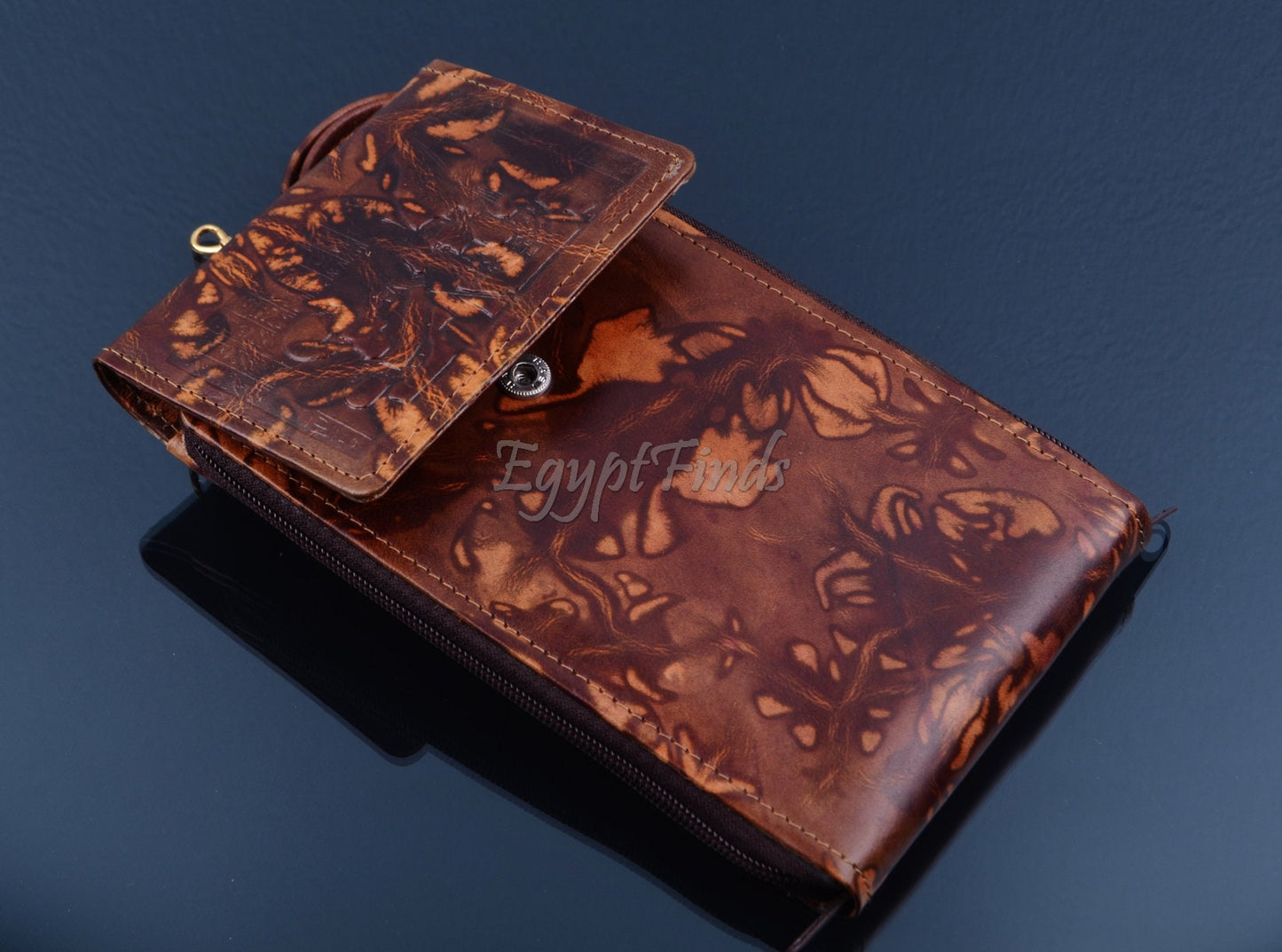 Egyptian Hand Made Genuine Leather Osiris iphone Mobile Smart Phone Case Purse Body Cross Bag