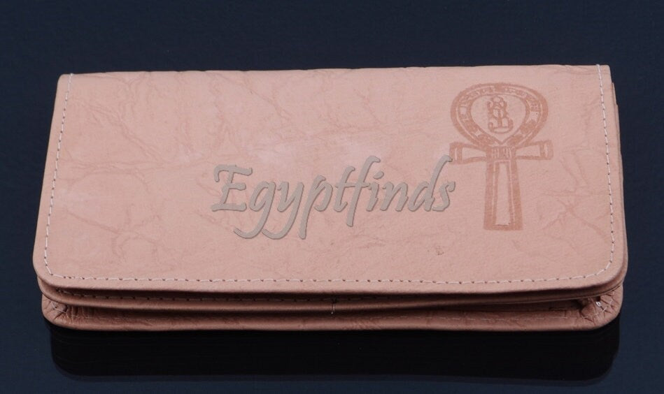 Egyptian Hand Made Genuine Leather Ankh Life Key Women's Wallet Purse