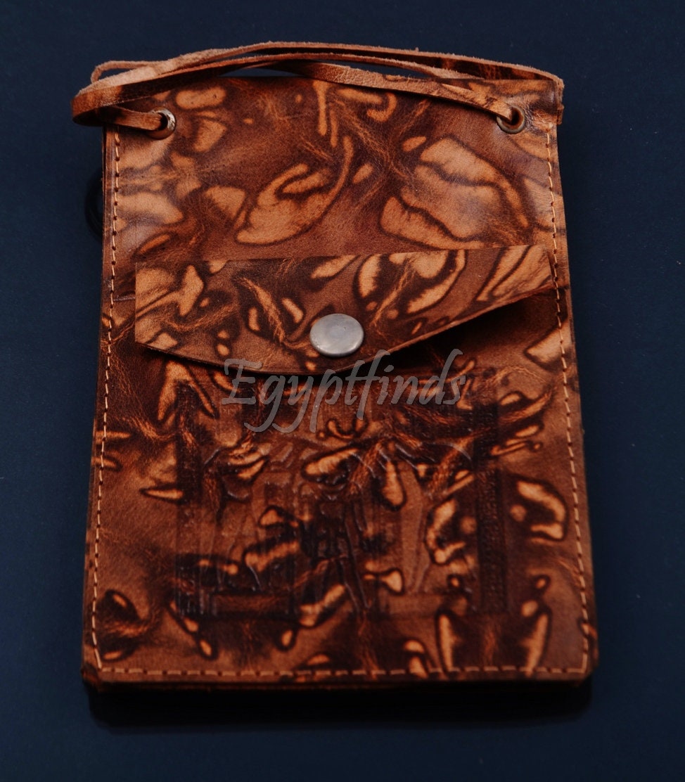 Egyptian Genuine Leather king Tut Passport Wallet Holder