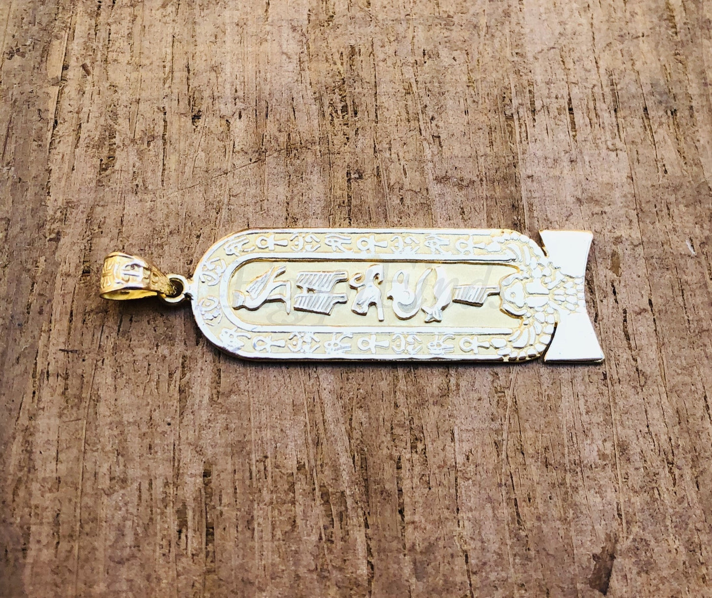 Egyptian Customized Winged Scarab Personalized 18K Gold Cartouche Necklace WORLD WIDE Express Shipping