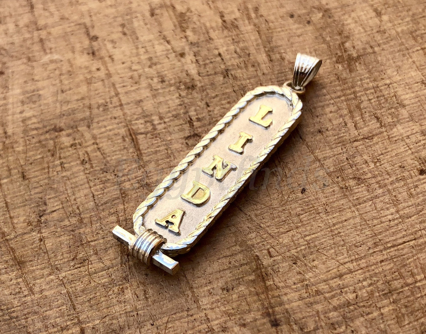 Egyptian Handmade Personalized Sterling Silver Cartouche , Put Your Name Cartouche 10 characters,WORLD WIDE Express Shipping