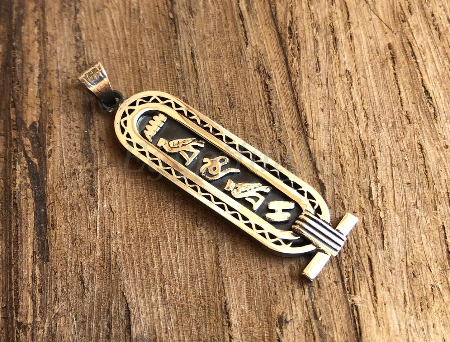Egyptian Framed Open Work Sterling Silver Personalized Name Cartouche Pendant