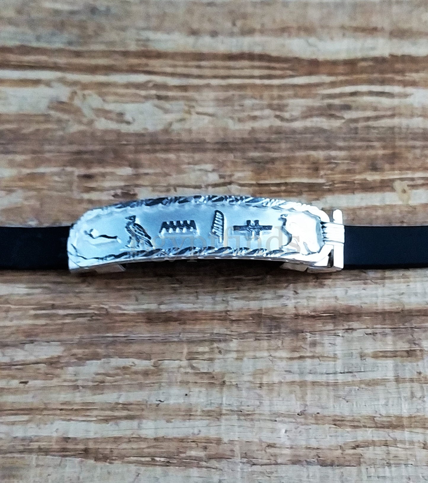 Put your name On Egyptian Personalized Solid Silver Cartouche In Leather Bracelet ,WORLD WIDE Express Shipping