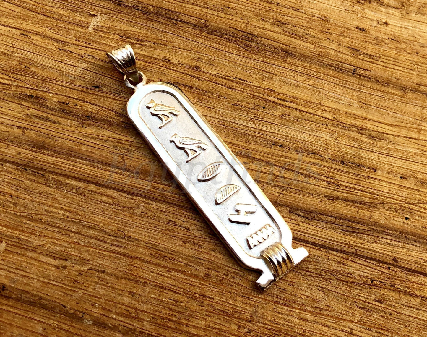 PUT YOUR NAME On Egyptian Personalized Sterling Silver Cartouche Pendant With Glyphs On The Back