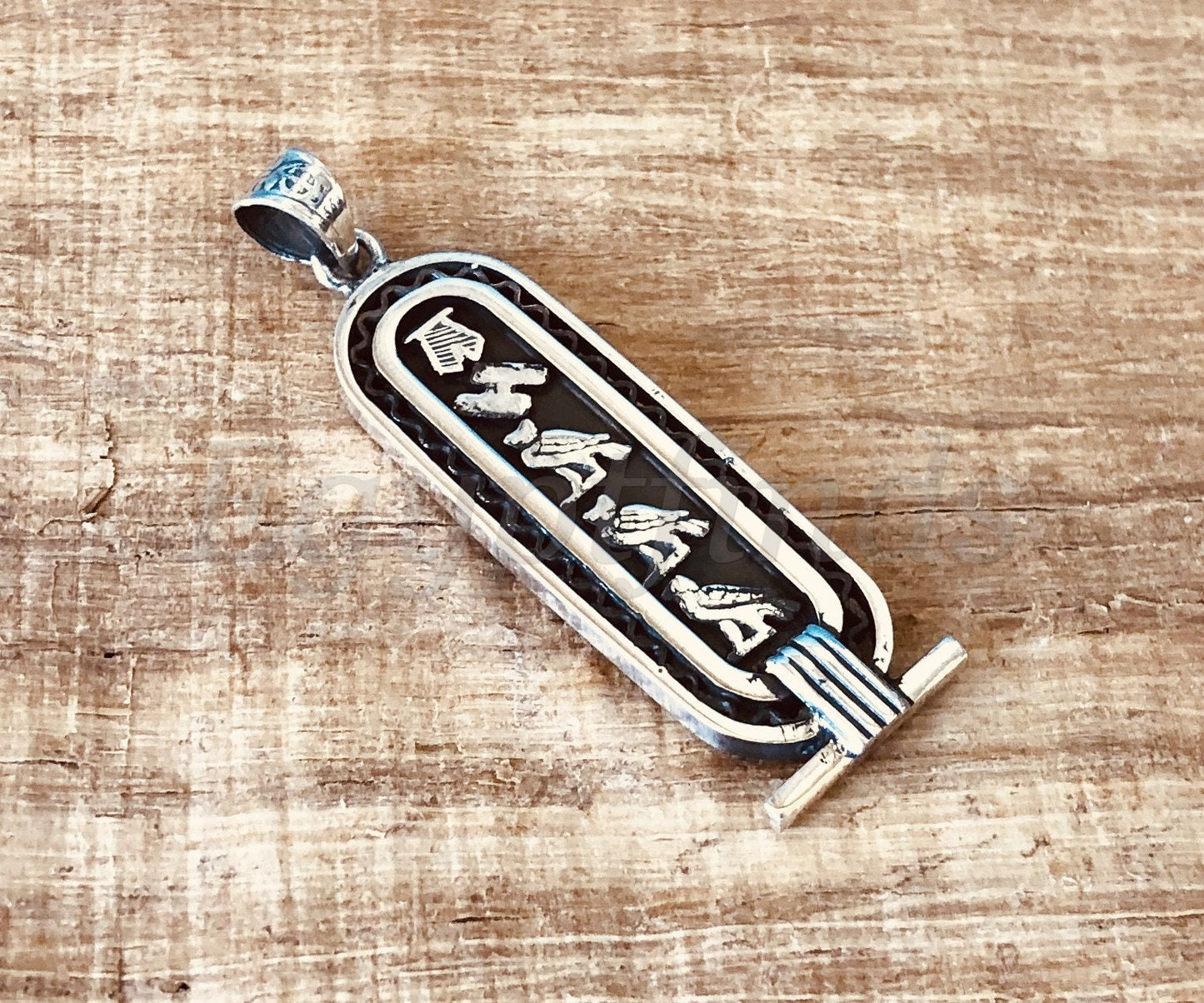 Egyptian Framed Open Work Sterling Silver Personalized Name Cartouche Pendant