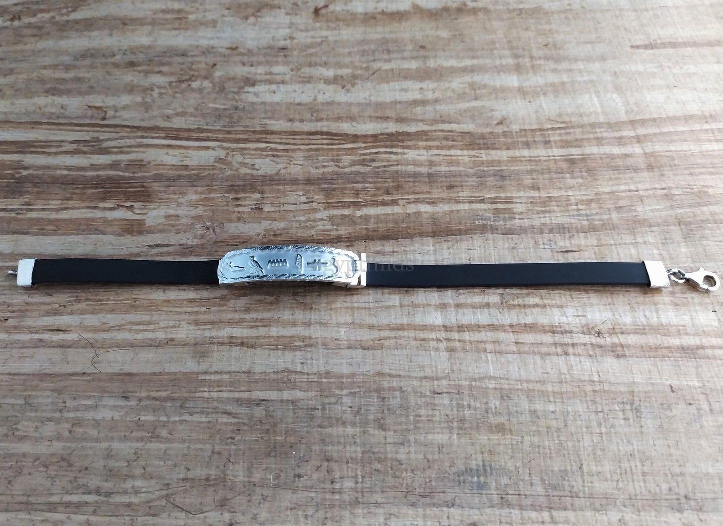 Put your name On Egyptian Personalized Solid Silver Cartouche In Leather Bracelet ,WORLD WIDE Express Shipping