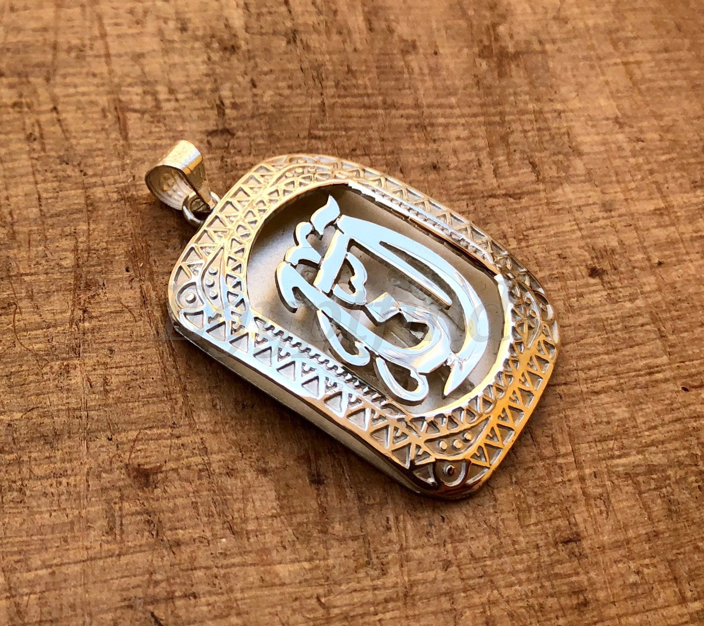 Personalized Hand Made Any Name Arabic Islamic Silver Name Solid Arabic Nameplate Pendant Necklace Charm , WORLD WIDE Express Shipping